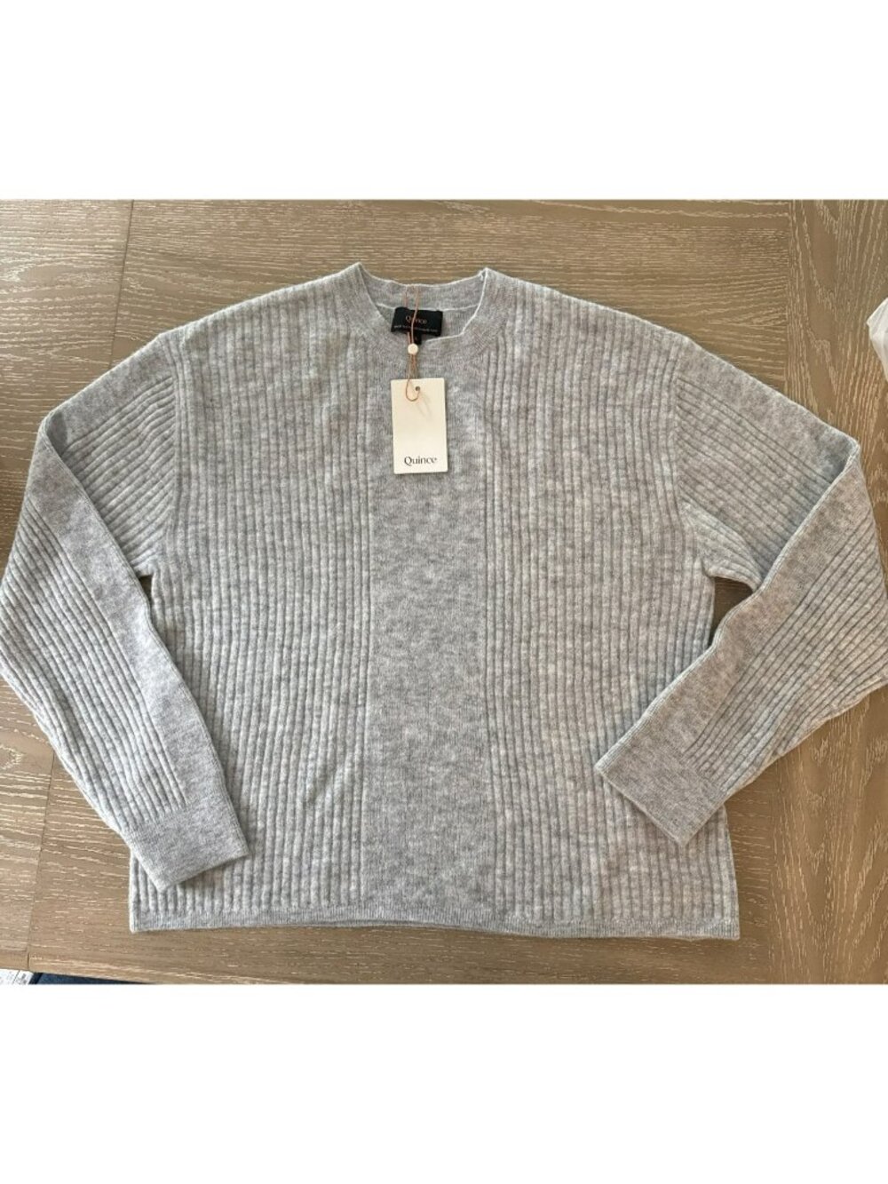 Quince Gray Ribbed Merino Wool Blend Sweater NWT Size Large